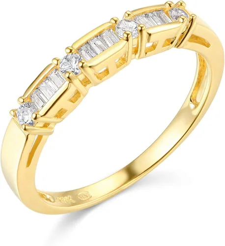Miniatura 5 de Anillo de compromiso 14K oro SÓLIDO amarillo o blanco y set de 2 unidades de anillos de bodas
