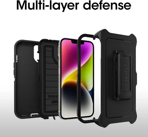 Miniatura 4 de Funda OtterBox Defender Series Edición Sin Pantalla para iPhone 14 e iPhone 13 (Solamente) - Clip de Funda Incluido - Protección de Defensa Negro