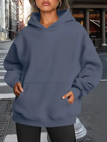 Miniatura 54 de Trendy Queen - Sudaderas extragrandes con capucha para mujer, suéteres de manga larga, sin botones, de vellón, de otoño, ropa de invierno