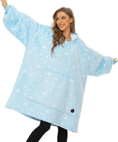 Miniatura 16 de Three Poodle - Manta con capucha portátil para niños, sudadera de sherpa de gran tamaño con capucha gigante, manta con capucha cálida y acogedora