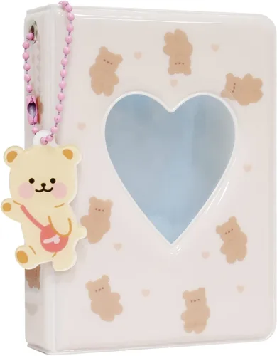 Carpeta para tarjetas fotográficas de 3 pulgadas, mini álbum de fotos con colgante para coleccionar fotos Kpop, 40 bolsillos (marrón)