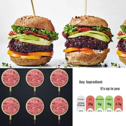 Miniatura 5 de Máquina de prensa comercial para hamburguesas rellenas grandes con 500 papeles de cera para barbacoa, herramienta de prensa de hamburguesas