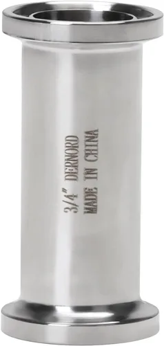 DERNORD Tubo sanitario de bobina de acero inoxidable 304 con abrazadera triple de 1/2 pulgada Tubo de 3/4 pulgadas OD (longitud del tubo: 2