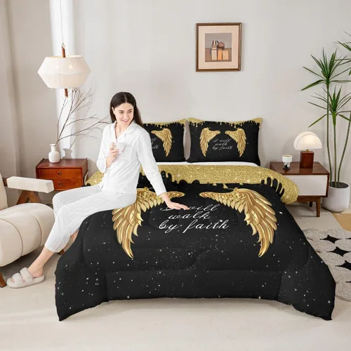 Miniatura 45 de Manfei - Juego de edredón para amantes de la gimnasia y la danza, tamaño individual, juego de ropa de cama romántica con diseño de cielo estrellado