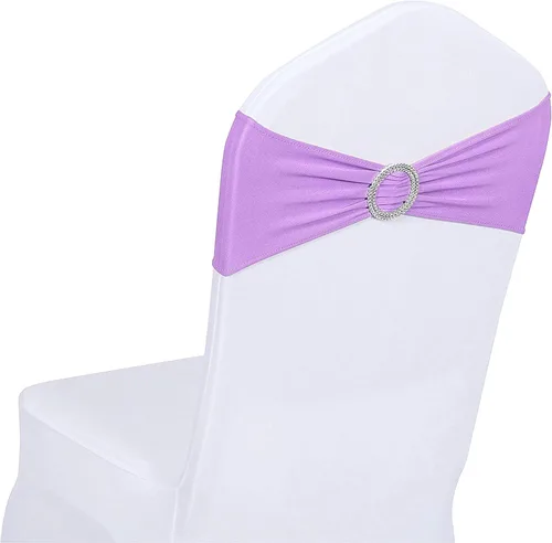 Miniatura 18 de Obstal 10 cintas elásticas de elastano para sillas de recepción de boda, bandas elásticas universales para silla con hebilla deslizante