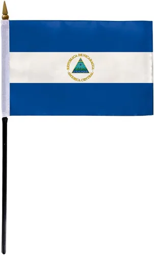 Miniatura 5 de AGAS - Bandera de automóvil de Nicaragua de alta calidad de 10.5 x 15 pulgadas, impresa de doble cara en tela de poliéster súper punto, doble