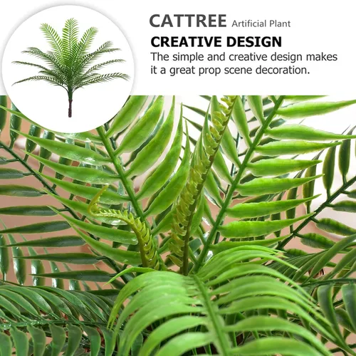 Miniatura 7 de CATTREE Planta artificial de palmera, plantas tropicales falsas con hojas de plástico de vegetación sintética, arbustos de helecho boston bushe