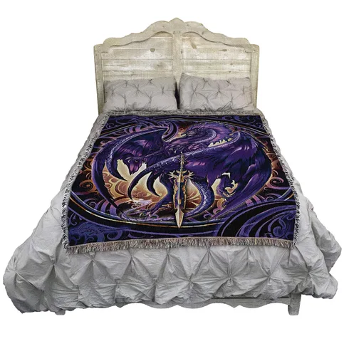Miniatura 2 de Pure Country Weavers Manta de dragón de fantasía Nether Blade por Ruth Thompson – Tapiz de fantasía de dragón de regalo, manta tejida de algodón