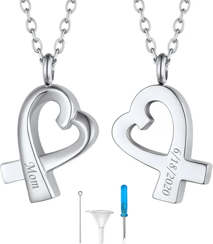 Miniatura 279 de FindChic Collares personalizados con urna para cenizas, barra vertical, gato, luna, reloj de arena, garra de perro, acero inoxidable, chapado en oro
