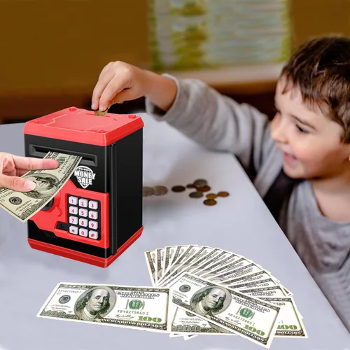 Miniatura 2 de Alcancía Electrónica de Cajero Automático con Contraseña de Dibujos Animados Lata de Monedas de Efectivo Puede Desplazar Automáticamente Billetes