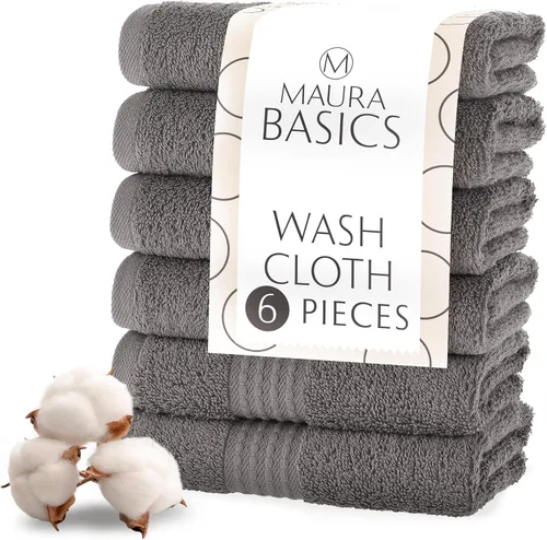 Miniatura 42 de MAURA Basics - Toallas de baño de 100 % algodón turco con bucles de gancho. Juego de toallas de felpa absorbentes de lujo extra grandes para baño
