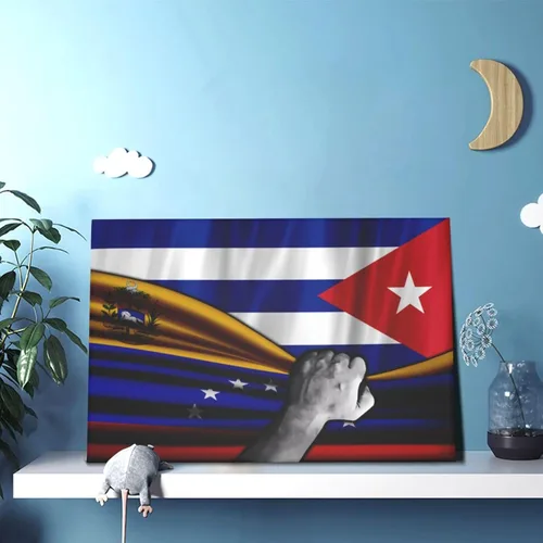 Miniatura 5 de Lienzo decorativo para pared, diseño de bandera de Venezuela y bandera cubana de Cuba, impresiones artísticas de pared de 12 x 18 pulgadas, sin