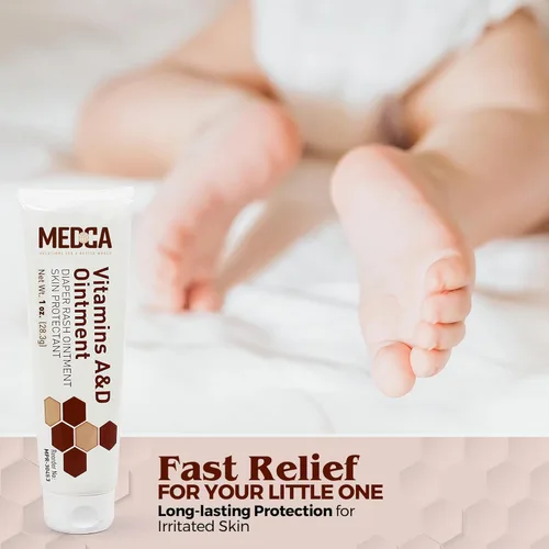 Miniatura 7 de MEDca Vitamina A y D Ungüento para erupción del pañal, crema protectora para piel sensible del bebé, fórmula de lanolina y vaselina, manos y pies