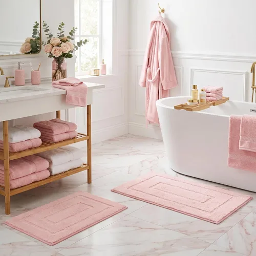 Miniatura 22 de GRANNY SAYS Juego de 2 alfombras de baño suaves para baño, alfombras de baño antideslizantes y lavables, alfombras de baño absorbentes para bañera