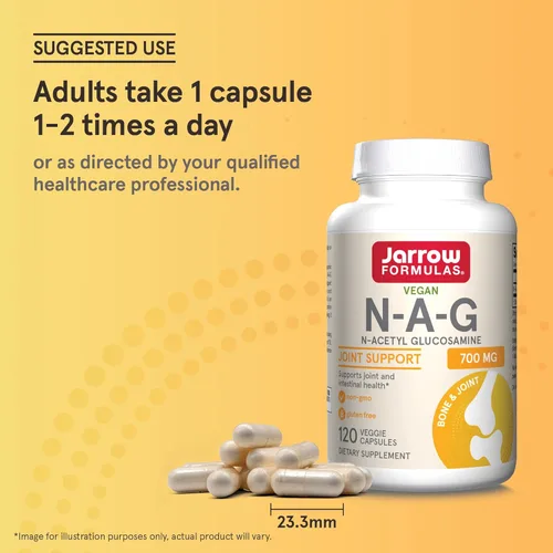 Miniatura 7 de Jarrow Formulas N-A-G 700 mg, N-acetil glucosamina, forma acetilada de glucosamina para soporte óseo y articular, 120 cápsulas vegetales, hasta 120