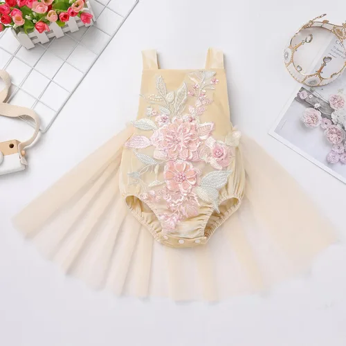 Miniatura 83 de Traje de bebé niña primer cumpleaños traje de encaje tul mameluco princesa tutú vestido de un año cumpleaños pastel Smash fotografía ropa