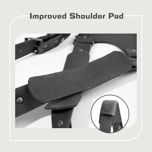 Miniatura 10 de Leather Dual Camera Harness Strap for Photographers,Adjustable Shoulder Crossbody Padded Harness for DSLR SLR Negro