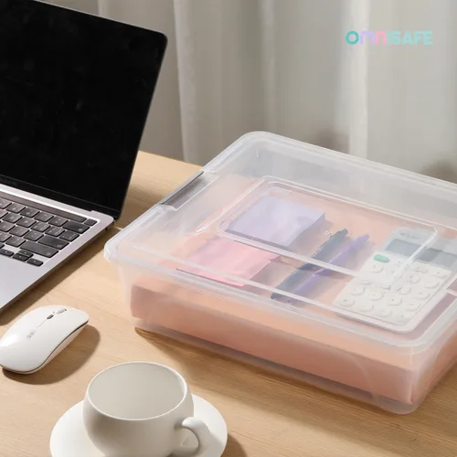 Miniatura 6 de Contenedor de plástico con tapa, diseño apilable, caja de clip para manualidades, suministros y artículos de oficina