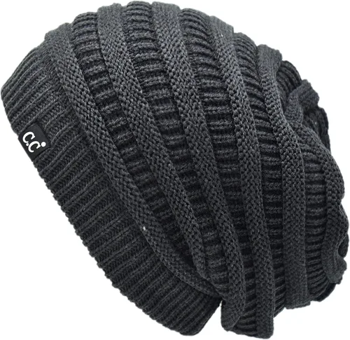 Miniatura 45 de C.C Winter Oversized Beanie Hat with Fuzzy Lining – Thick Knit Thermal Beanie for Cold Weather, Soft Warm Fleece Lined Cap