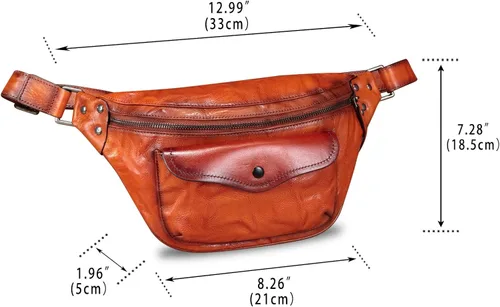Miniatura 5 de Riñonera de cuero genuino para mujeres y hombres, bolso cruzado de cuero real vintage, bolso cruzado de moda para la cintura