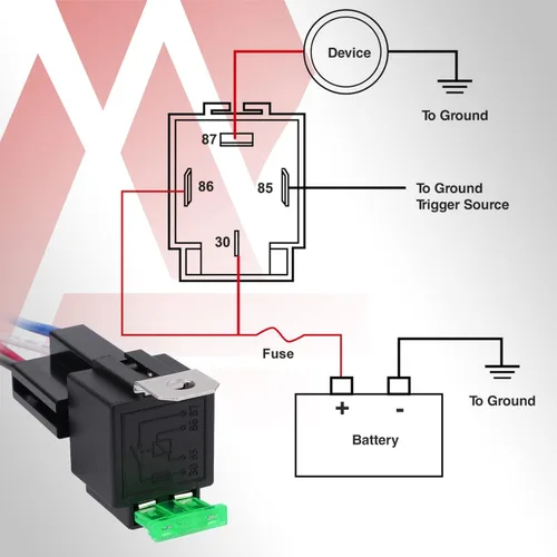 Miniatura 4 de APIELE Relé de 4 pines 12V 40A con fusible de 30A DC SPST con fusible normalmente abierto 1NO, socket de arnés de 14 AWG para automóvil, camión
