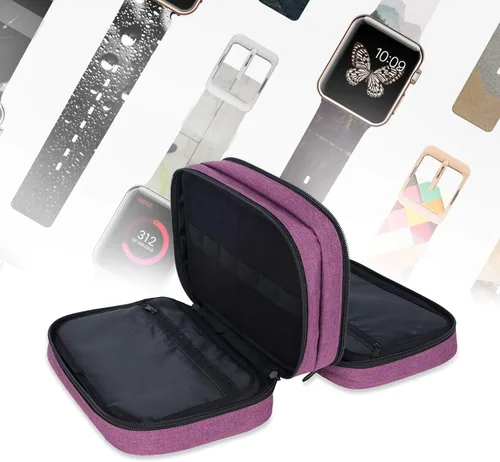 Miniatura 5 de PACMAXI 84 correas de reloj, funda de transporte compatible con relojes, soporte de correa de reloj expandible, almacena 84 correas para la mayoría