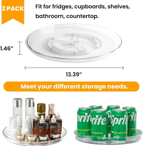 Miniatura 2 de vacane Organizador Lazy Susan de 9 pulgadas antideslizante, plato giratorio de plástico Lazy Susan para gabinete, organizador de gabinete Lazy Susan