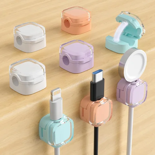 Miniatura 9 de Clips de cable magnéticos, soporte de cable ajustable, organizador adhesivo de alambre para hogar, oficina, escritorio, teléfono, PC, automóvil