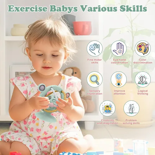 Miniatura 3 de TYRY.HU Juguetes de silicona para dentición para bebés de 0 a 6 a 12 meses, juguetes multiusos para silla alta, juguetes de mesa de succión