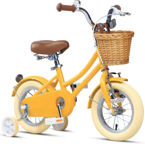 Miniatura 17 de Glerc Little Molly - Bicicleta de crucero retro para niños de 2 a 13 años de edad con cesta de mimbre y ruedas de entrenamiento/soporte, varios
