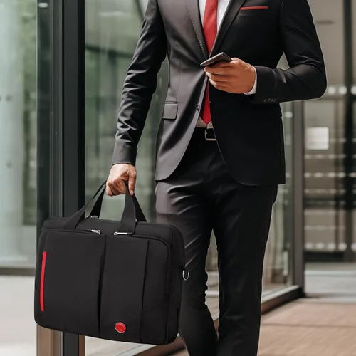 Miniatura 2 de Omnpak Maletín para laptop de 15.6 pulgadas con bloqueo de combinación, bolsa de notario antirrobo, bolsa de hombro repelente al agua para hombres