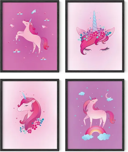 Miniatura 17 de Haus and Hues - Impresiones artísticas de unicornio, juego de 4 pinturas para decoración de pared y pop, póster para habitaciones de adolescentes