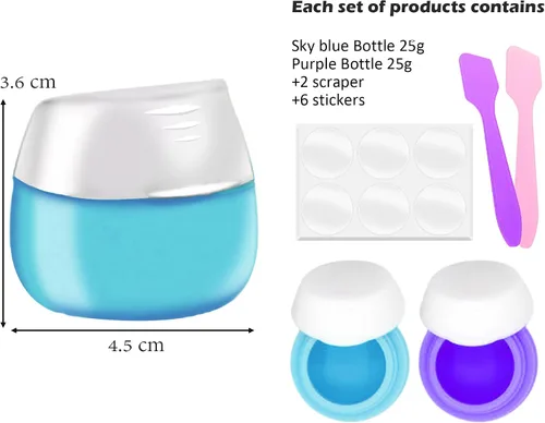 Miniatura 2 de Hession 2 recipientes de viaje, organizador de maquillaje, tarros de crema de silicona, a prueba de fugas, tarros aprobados por la TSA para loción