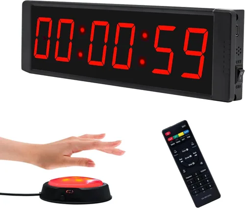 Temporizador de gimnasio portátil con botón de inicio/parada, cronómetro, temporizador de cuenta regresiva, control remoto, reloj de pared digital
