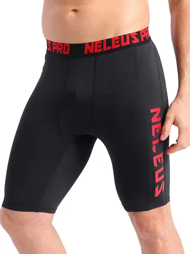 Miniatura 2 de NELEUS Paquete de 3 pantalones cortos de compresión para correr con bolsillos para hombre