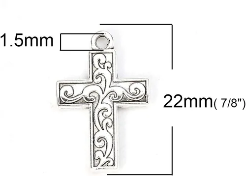 Miniatura 3 de JGFinds Colgantes con dije de cruz – Paquete de 130 (30 de corazón, 50 de cada una de las cruces) aspecto de filigrana de estilo antiguo, tono