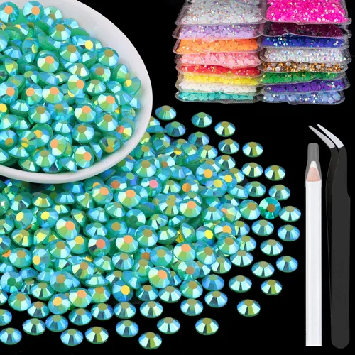 5000 piezas de diamantes de imitación de resina de 0.118 pulgadas a granel, color verde oscuro AB con parte trasera plana, diamantes de imitación