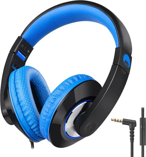 Miniatura 9 de RockPapa Comfort Audífonos para la escuela, ligeros, para niños, niñas, adolescentes, con cable de 3.5 mm para reproductor de CD y DVD, tablet, Negro