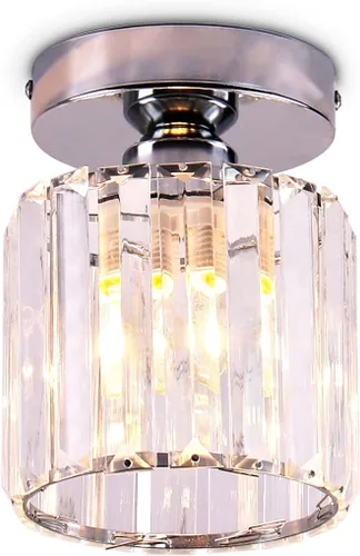 Miniatura 6 de FRIXCHUR Candelabro Pequeño de Cristal Lámpara de Techo Semi Empotrada Accesorio de Iluminación de Techo Lámpara de Techo Moderna de Cristal