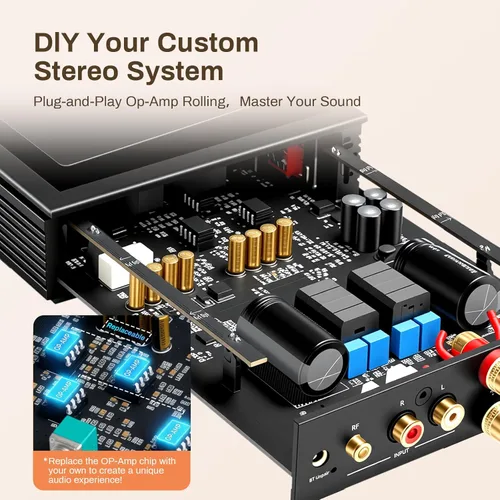 Miniatura 6 de Amplificador estéreo inalámbrico P60 para altavoces pasivos, 300 W x 2 TPA3255 2 canales Mini clase D amplificador de audio para el hogar con PFFB