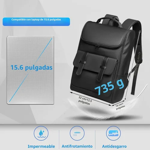 Miniatura 2 de Mochila vintage para laptop para hombres y mujeres, mochila de viaje de 15.6 pulgadas, mochilas impermeables de negocios y universidades, mochilas