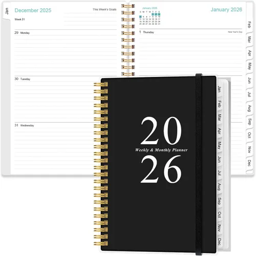 Miniatura 19 de Agenda de bolsillo/calendario 2026 - Agenda 2026 de enero de 2026 a diciembre de 2026, agenda 2026 con 12 pestañas, encuadernación de doble alambre