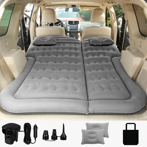 Miniatura 5 de SAYGOGO Colchón de aire para SUV, cojín de cama de campamento, almohada inflable engrosada para cama de aire con bomba de aire eléctrica, Negro