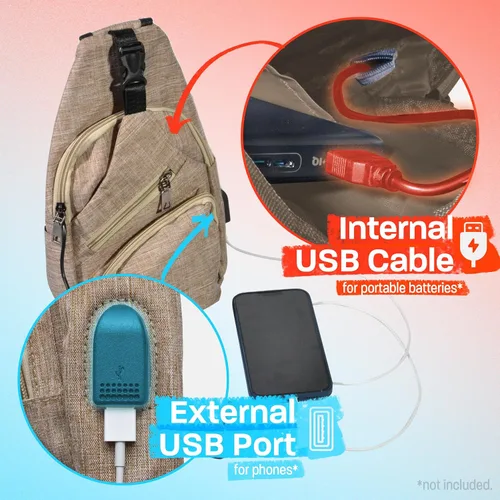 Miniatura 25 de Nupouch Mochila cruzada antirrobo, carga USB, mochila ligera para viajes, senderismo, todos los días