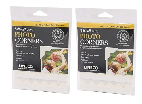 Miniatura 9 de Lineco Esquinas de fotos autoadhesivas, calidad de archivo, sensible a la presión sin ácidos, 0.5 pulgadas, útil para montaje de álbumes de recortes