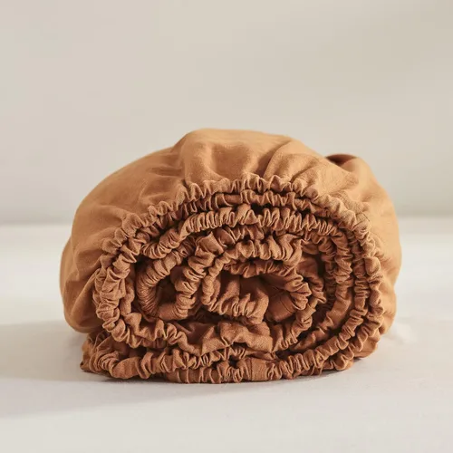 Miniatura 16 de Simple&Opulence Sábana bajera de lino (1 pieza), funda de colchón de 14 pulgadas de profundidad, mezcla de algodón natural, suave y transpirable