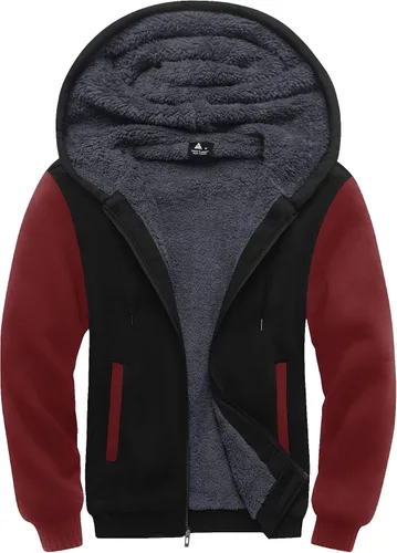 Miniatura 13 de SCODI Sudaderas con capucha para hombre, forro polar pesado, cremallera completa, forro de sherpa grueso, chaqueta con capucha