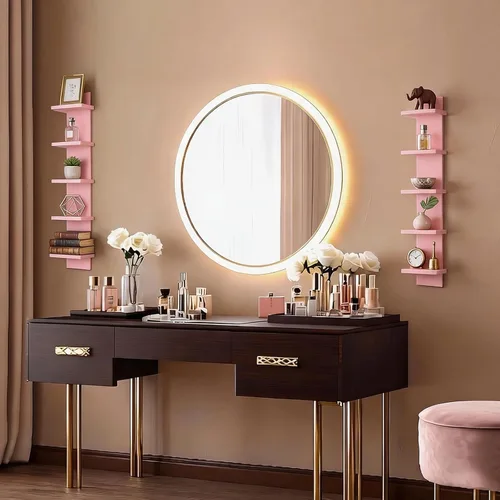 Miniatura 6 de Homaterial Estantería de pared de 5 niveles, estantería vertical decorativa para montaje en pared, estantes flotantes de columna moderna para Rosa