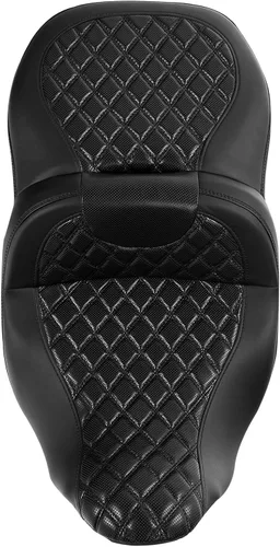 Miniatura 5 de C.C. RIDER Asiento de conductor, piloto y pasajero de una pieza con diamante, asiento de 2 plazas para Harley Touring Road King FLHR, Street Glide