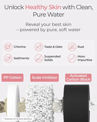 Miniatura 4 de Waterdrop BFC3-Lite – Filtro de agua para lavado facial, filtro para lavabo de baño para piel, reduce 99% de cloro, limpieza profunda a nanoescala